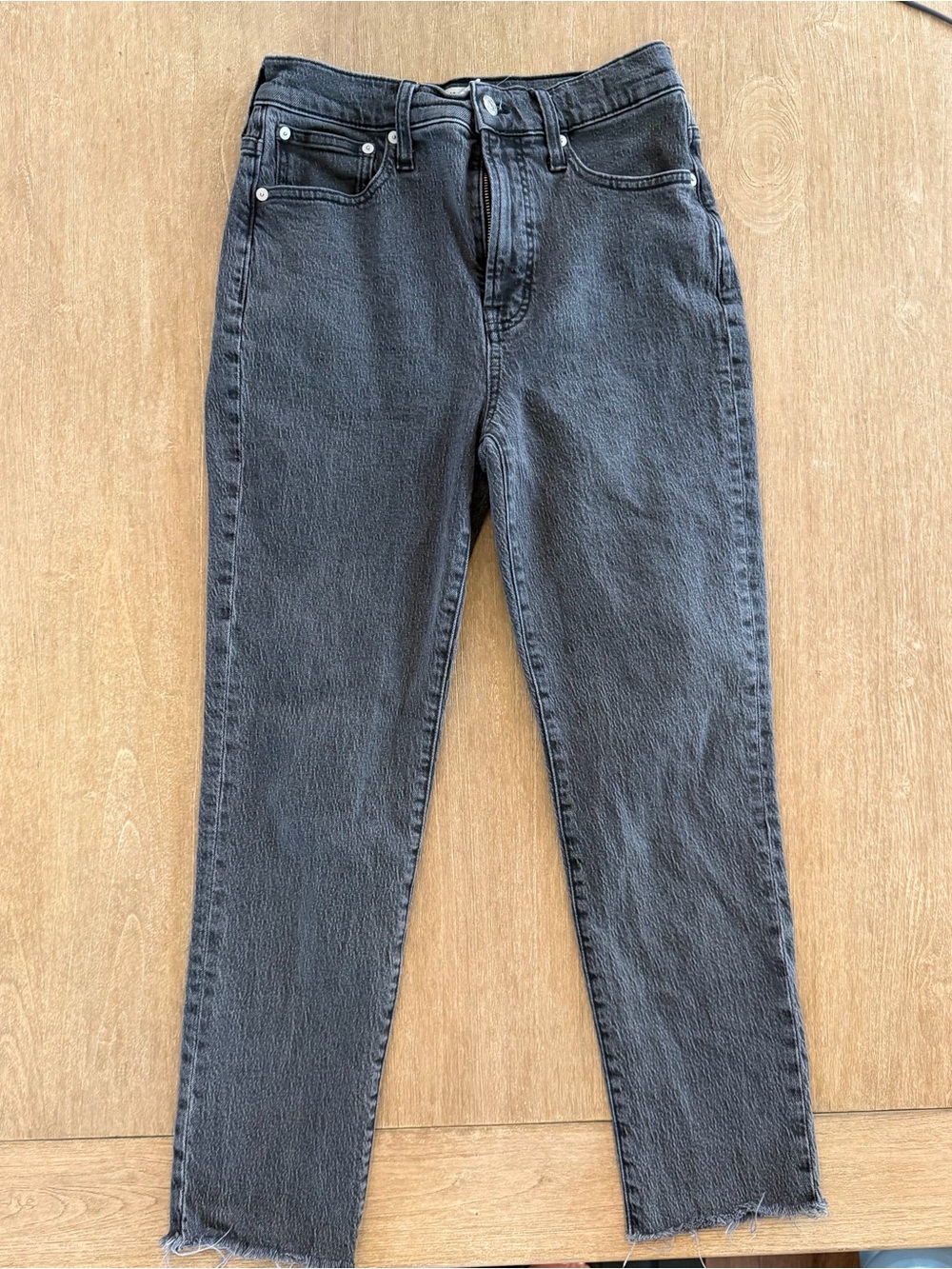 Madewell The Perfect Vintage Jean Women’s 26 Black High Rise Straight Raw Hem